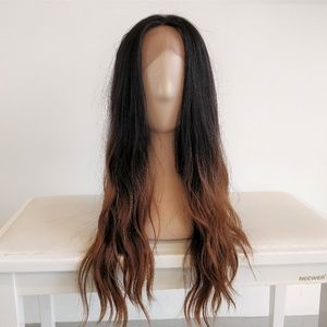 24" Black Brown Ombre Wavy Lace Front Wig